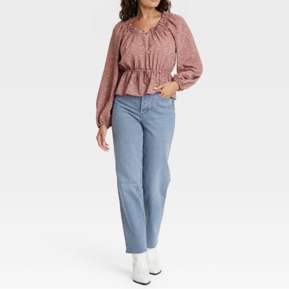 Universal Thread Women's Floral Balloon Long Sleeve Blouse Mauve NWT - Picture 9 of 9